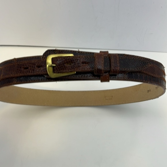 Vintage Tony Lama Genuine Brown Lizard Belt w/ Brass Buckle - Women’s Size 34 main image 10